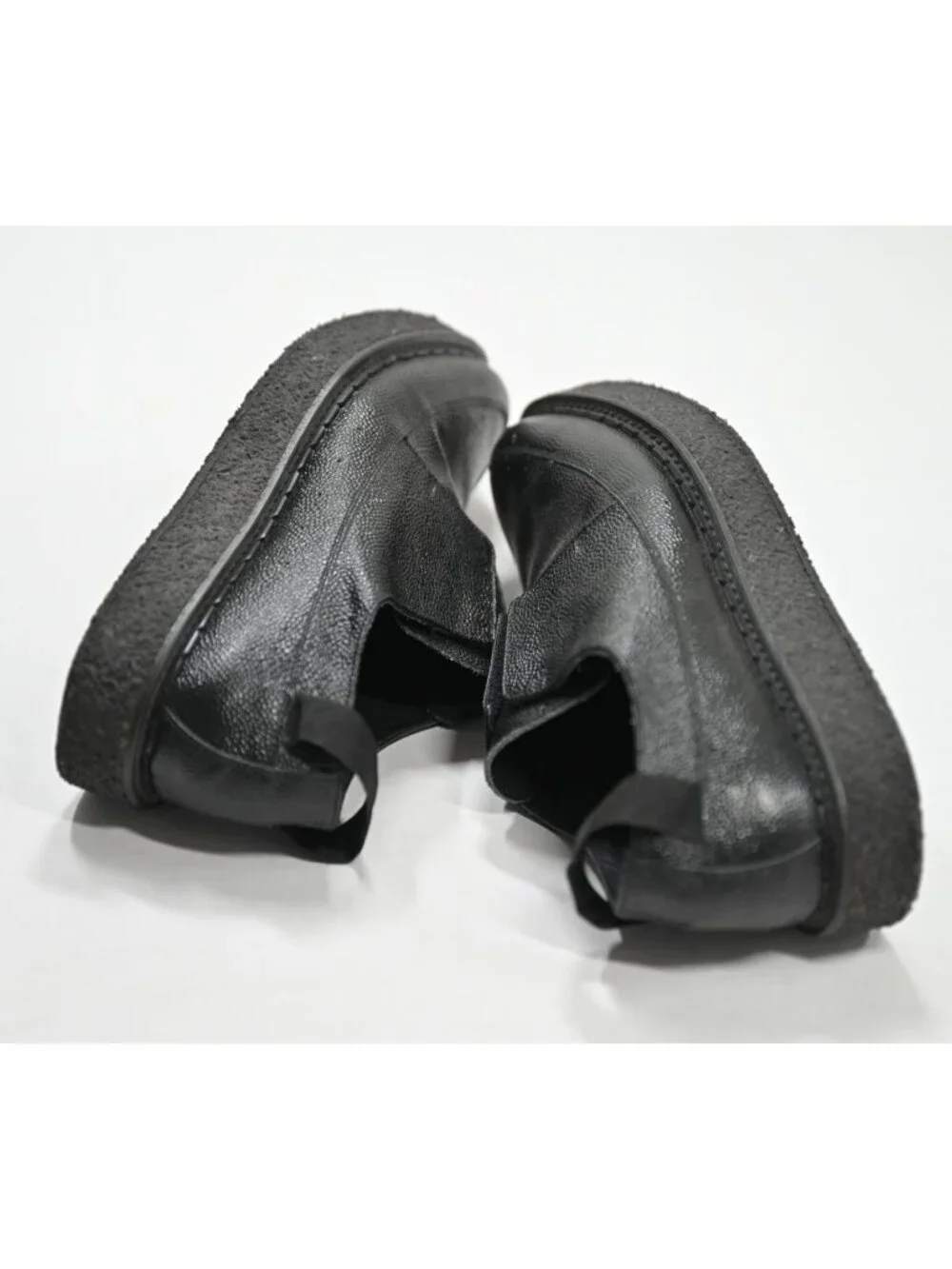 FAQTORY Polished Leather Laceless Derby Shoes In Black